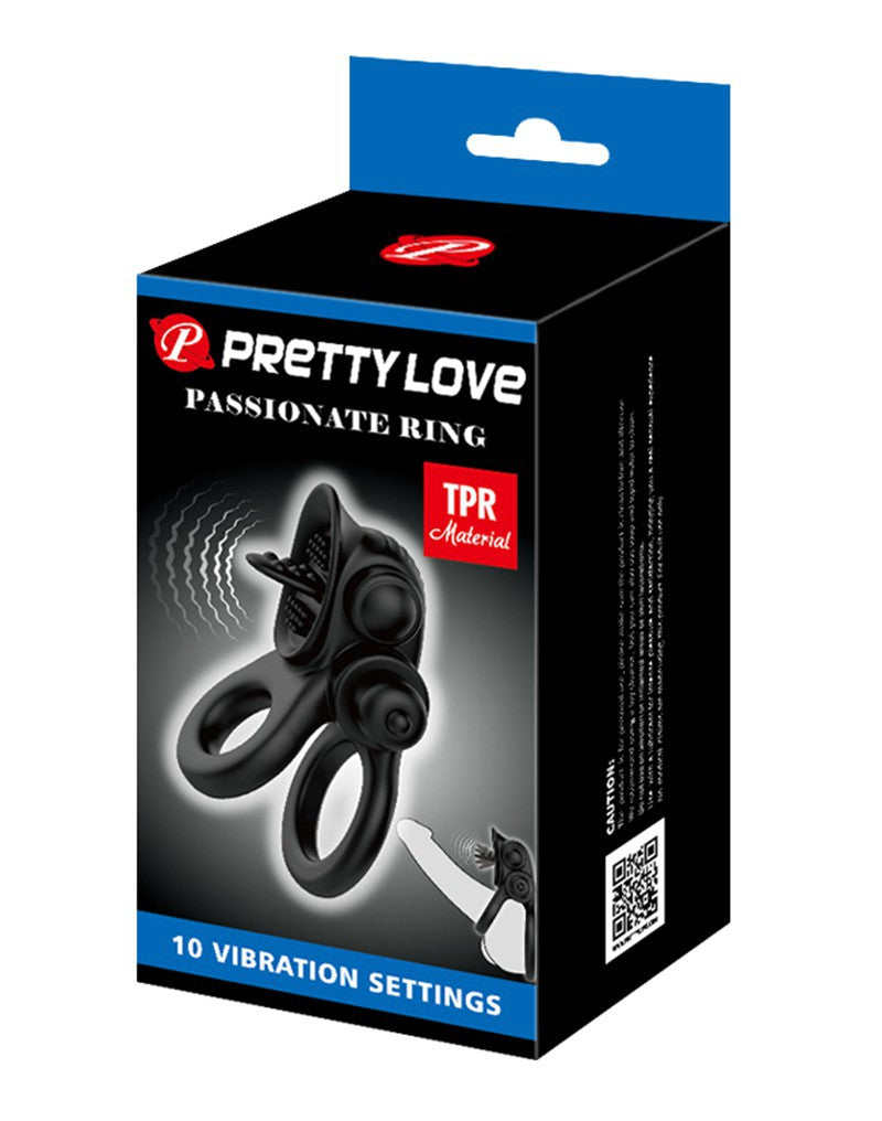 Pretty Love - Passionate Ring - Vibrerende Cockring - Zwart-Erotiekvoordeel.nl
