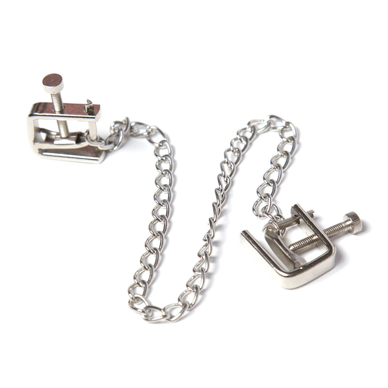 Smart Moves - Vierkante Schroef Tepelklemmen met Ketting - Zilver-Erotiekvoordeel.nl