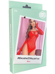 Snapshot - #eachdayisvalentine - Body Hartjes en Lange Mouwen - One Size - Rood-Erotiekvoordeel.nl