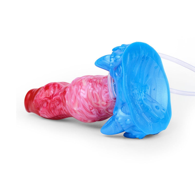 Kiotos Monstar - Blow Cum Cock - Opblaasbare Spuitende Dildo - Rood/Roze/Blauw-Erotiekvoordeel.nl