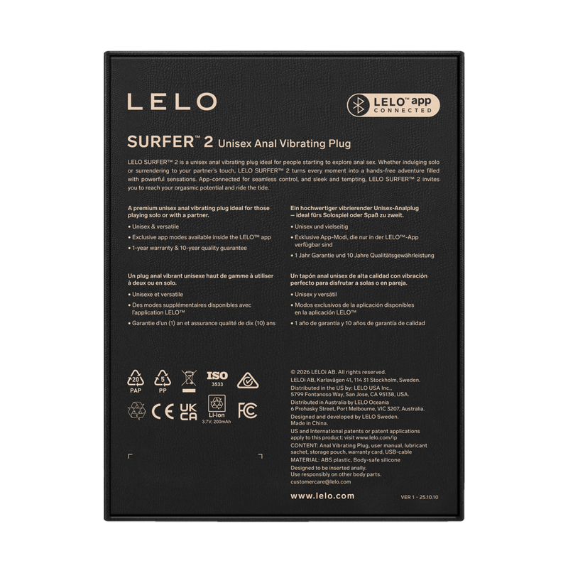 LELO - Surfer 2 - Unisex Vibrerende Anaalplug - Paars-Erotiekvoordeel.nl