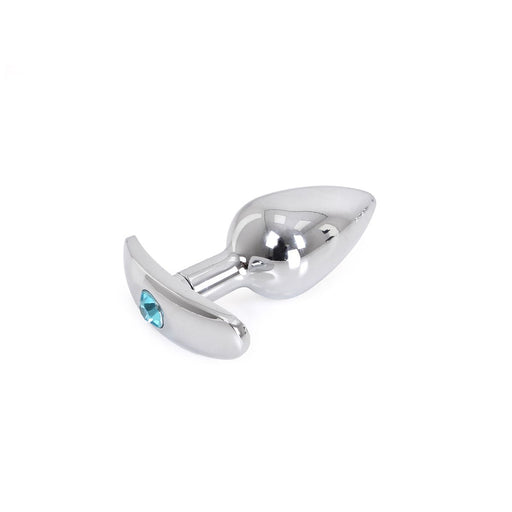 Kiotos - Aluminium Buttplug Met Handvat En Sierkristal - Lichtblauw-Erotiekvoordeel.nl