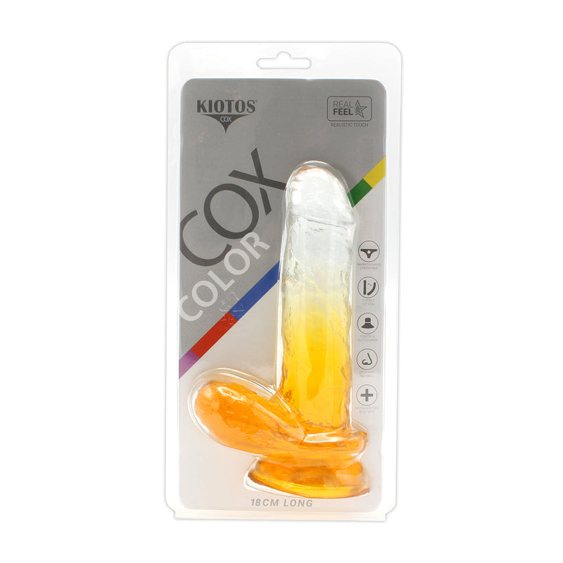 Kiotos Cox Color - Gekleurde Dildo 07 - 18 x 4 cm - Transparant/Geel-Erotiekvoordeel.nl