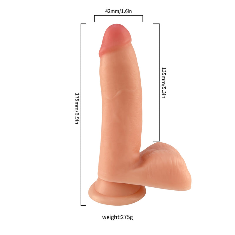 Lance's - PVC Dildo met Zuignap - 17,0 cm - Lichte Huidskleur