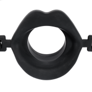 Rimba - Siliconen Gag met Lippen en Stopper - Zwart-Erotiekvoordeel.nl