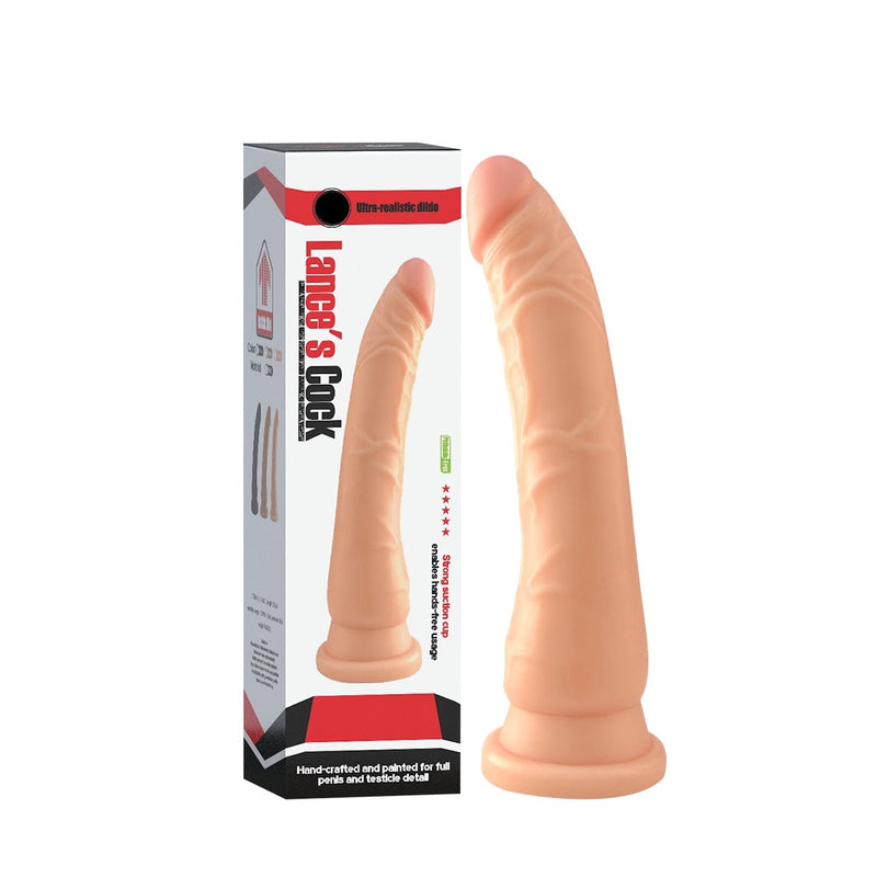 Lance's - PVC Dildo met Zuignap - M - 22,1 cm - Lichte Huidskleur