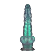 LoveToy - Opal Pearl Sheen - Geribbelde Dildo met Scrotum - 25 cm – Groen-Erotiekvoordeel.nl