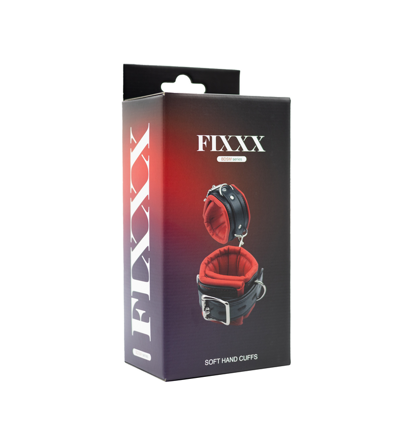 Fixxx - Zacht Gevoerde Handboeien - PU Leer - Zwart/Rood-Erotiekvoordeel.nl