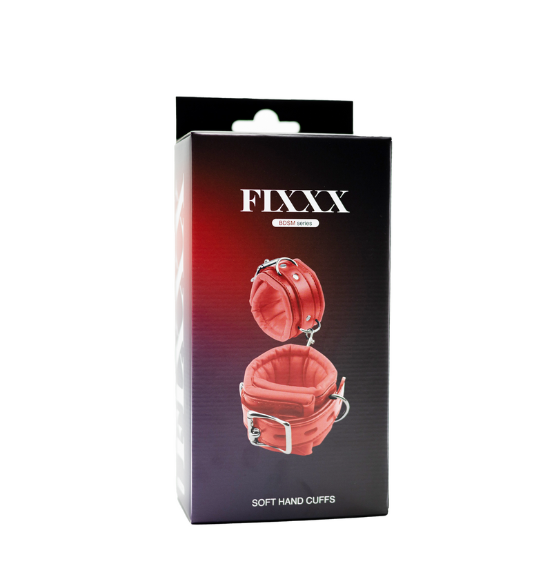 Fixxx - Zacht Gevoerde Handboeien - PU Leer - Rood-Erotiekvoordeel.nl