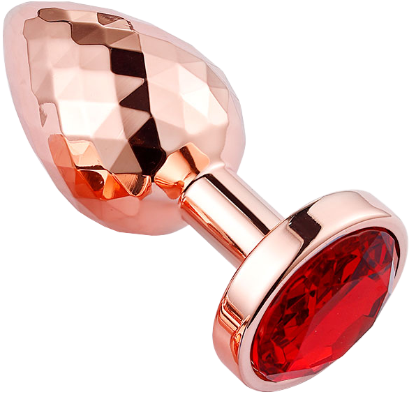 PLGZ - Diamond Facets Anaal Plug - Rosé Goud met Rode Siersteen