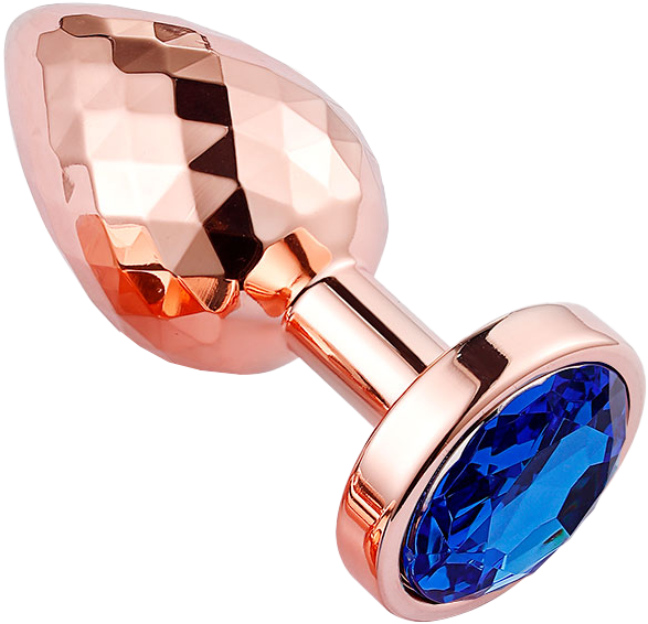 PLGZ - Diamond Facets Metalen Buttplug - Rosé Goud - Blauwe Siersteen - Verkrijgbaar in 3 maten-Erotiekvoordeel.nl