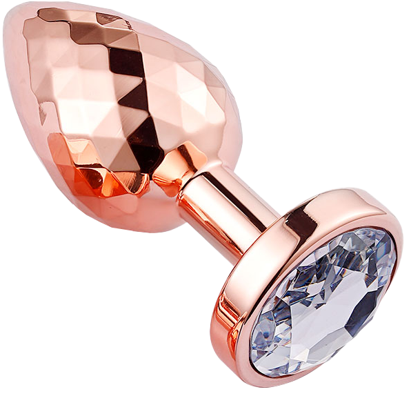PLGZ - Diamond Facets Anaal Plug - Rosé Goud met Transparante Siersteen