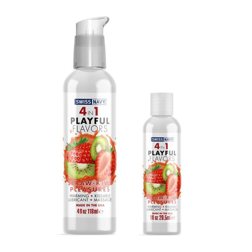 Swiss Navy - 4 in 1 Playful Flavors - Likbaar en Verwarmend Glijmiddel en Massage - Strawberry Kiwi Pleasure