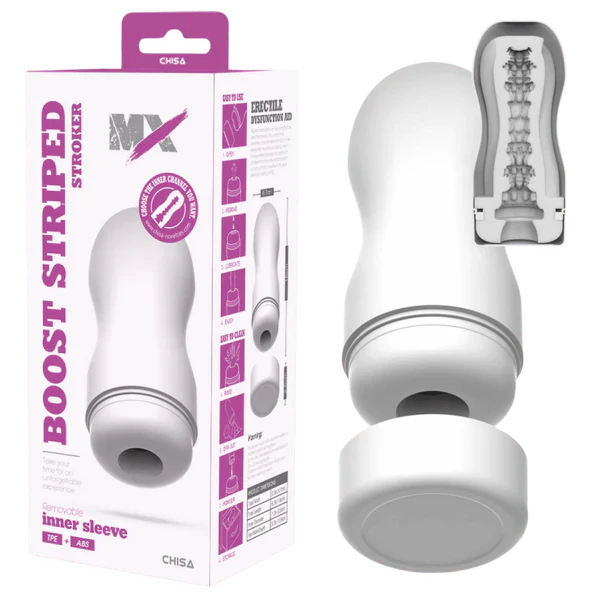 Chisa - Boost Striped - Stroker Masturbator - Wit-Erotiekvoordeel.nl