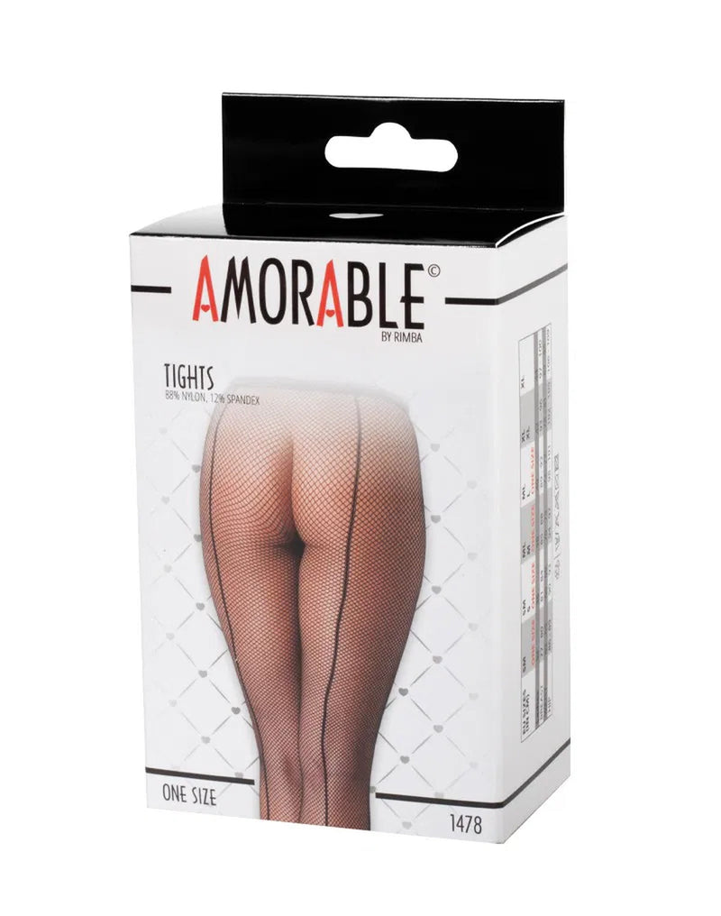 Amorable Netpanty met Naad en Strikje - Erotisch Zwart