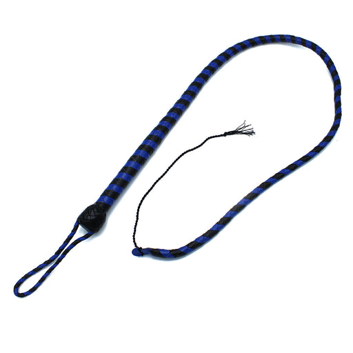Kiotos - Lederen Single Tail Zweep - Zwart/Blauw - 140 cm