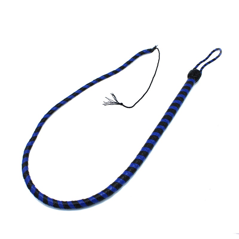 Kiotos - Lederen Single Tail Zweep - Zwart/Blauw - 140 cm