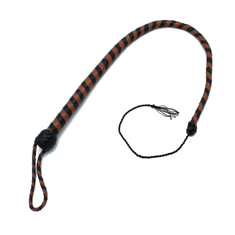 Kiotos - Lederen Single Tail Zweep - Zwart/Bruin - 90 cm