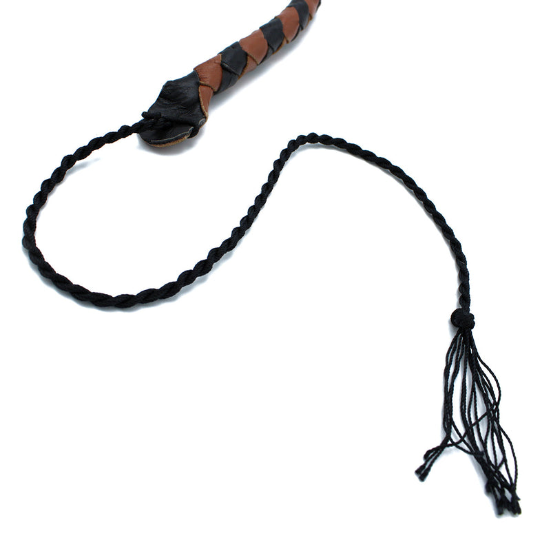 Kiotos - Lederen Single Tail Zweep - Zwart/Bruin - 90 cm