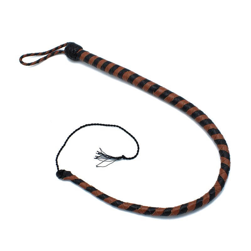 Kiotos - Lederen Single Tail Zweep - Zwart/Bruin - 90 cm