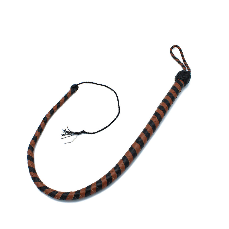 Kiotos - Lederen Single Tail Zweep - Zwart/Bruin - 90 cm