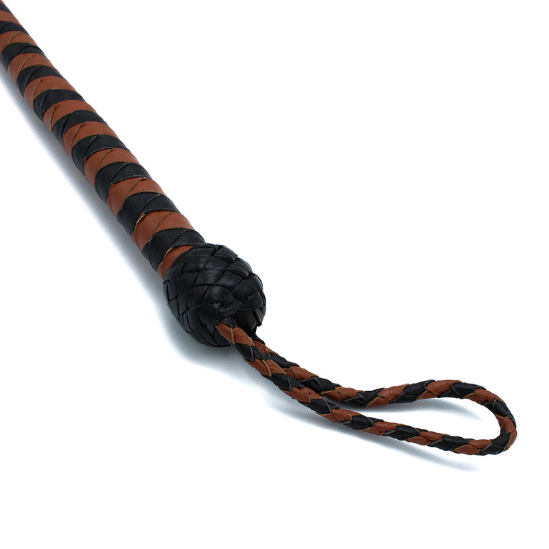Kiotos - Lederen Single Tail Zweep - Zwart/Bruin - 90 cm