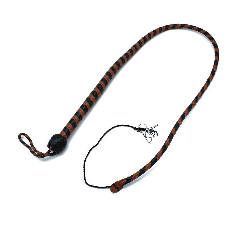 Kiotos - Lederen Single Tail Zweep - Zwart/Bruin - 140 cm