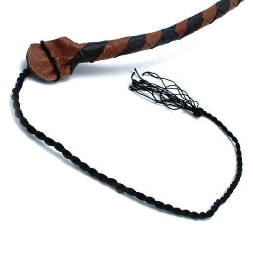 Kiotos - Lederen Single Tail Zweep - Zwart/Bruin - 140 cm