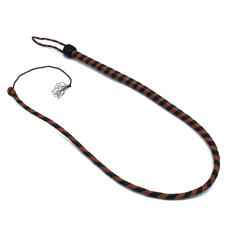 Kiotos - Lederen Single Tail Zweep - Zwart/Bruin - 140 cm