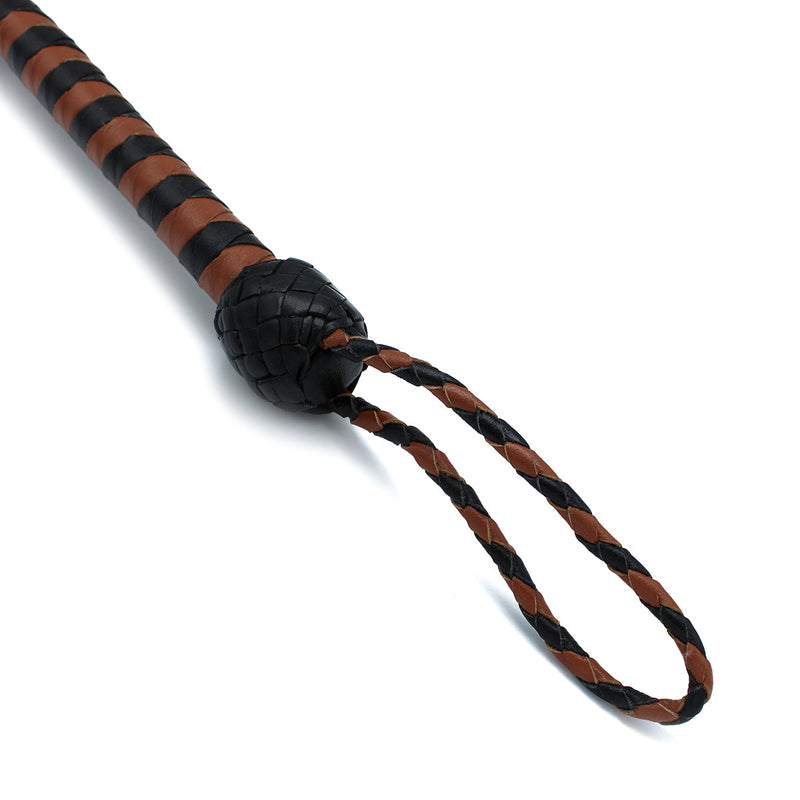 Kiotos - Lederen Single Tail Zweep - Zwart/Bruin - 140 cm