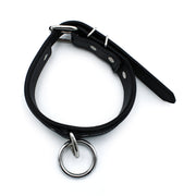 Kiotos - Zwart Lederen Collar met Grote O-Ring