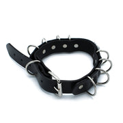 Kiotos - Zwarte Lederen Collar met Meerdere D-Ringen