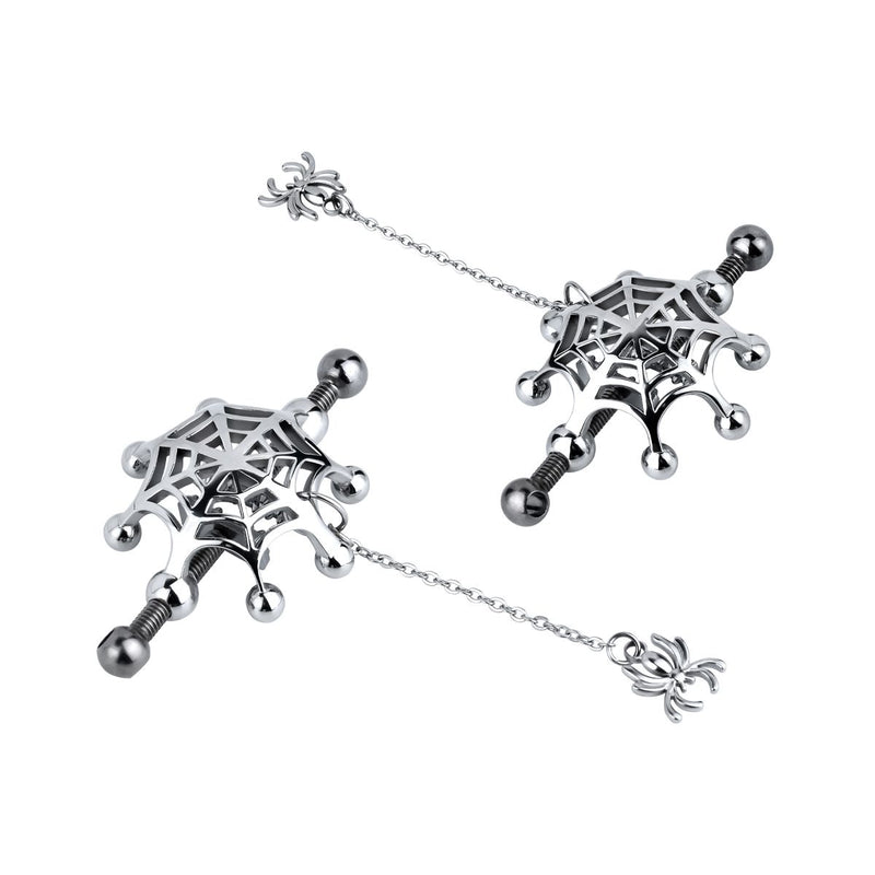 Kiotos - Spiderweb met hangende Spin - Tepelklemmen met ketting