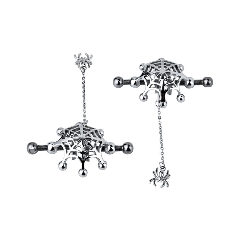 Kiotos - Spiderweb met hangende Spin - Tepelklemmen met ketting