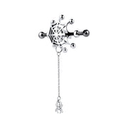 Kiotos - Spiderweb met hangende Spin - Tepelklemmen met ketting