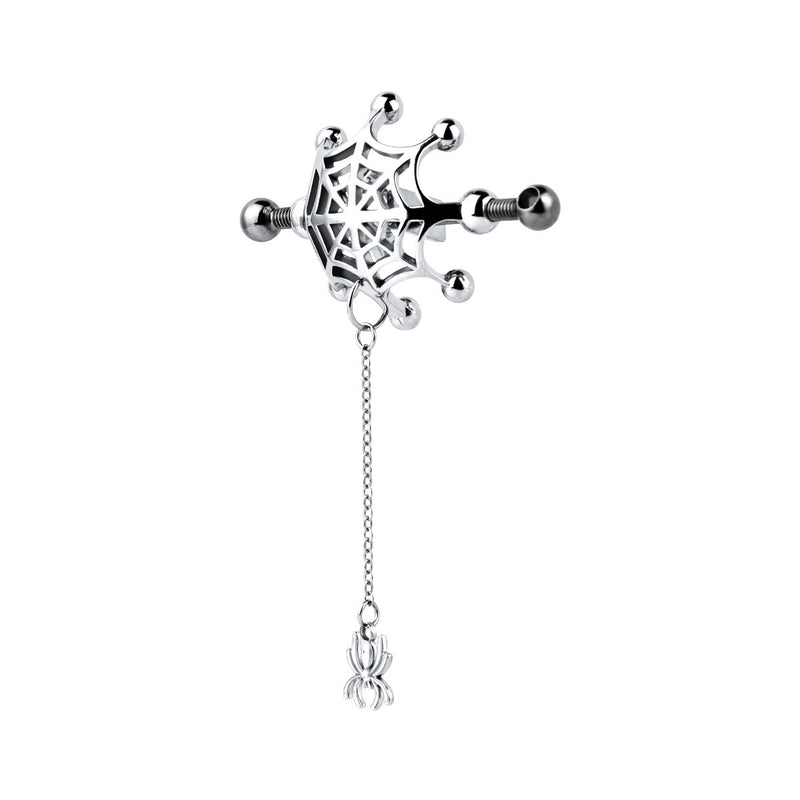 Kiotos - Spiderweb met hangende Spin - Tepelklemmen met ketting