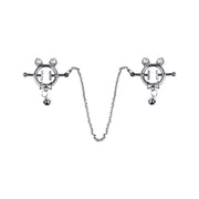 Kiotos - Kittenoortjes met Strik en Belletje - Tepelklemmen met ketting