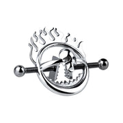 Kiotos - Flaming Skull - Tepelklemmen met ketting