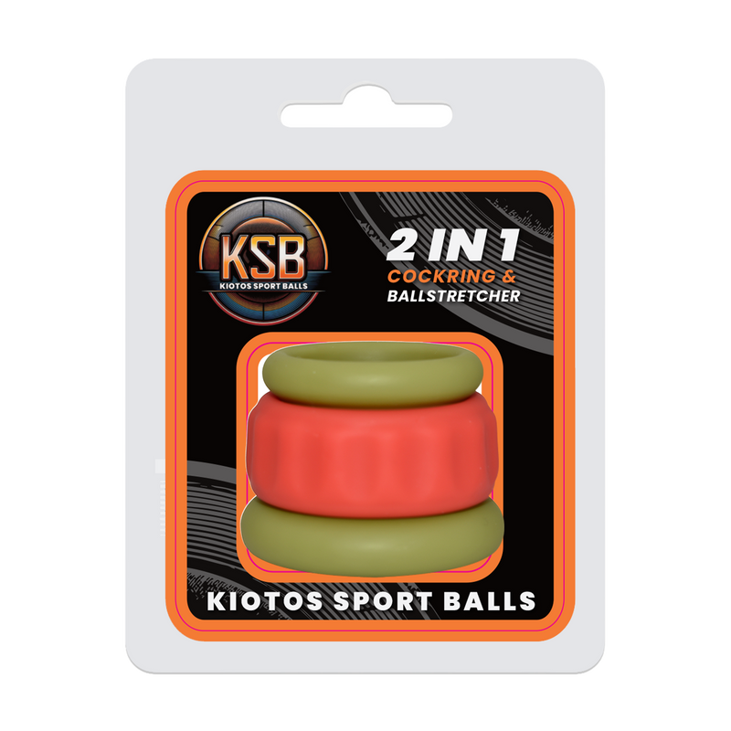 Kiotos - 2 in 1 Siliconen Cockring & Ball Stretcher - Rood/Groen