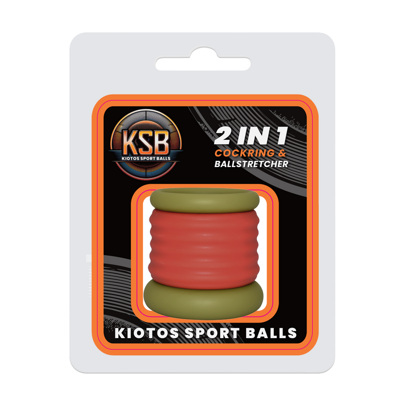 Kiotos - 2 in 1 Siliconen Cockring & Ball Stretcher - Extra Hoog - Rood/Groen
