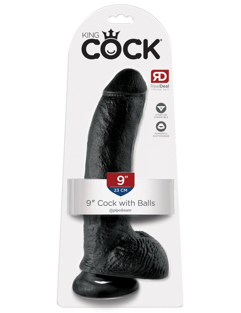Pipedream - King Cock - Dildo met Balzak - 23 cm - Zwart