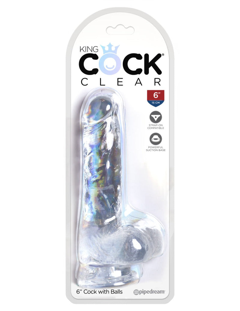 Pipedream - King Cock - Dildo met Balzak - 15 cm - Transparant
