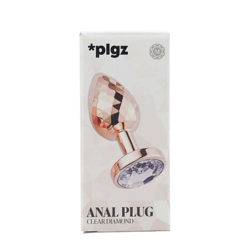 PLGZ - Diamond Facets Anaal Plug - Rosé Goud met Transparante Siersteen-Erotiekvoordeel.nl