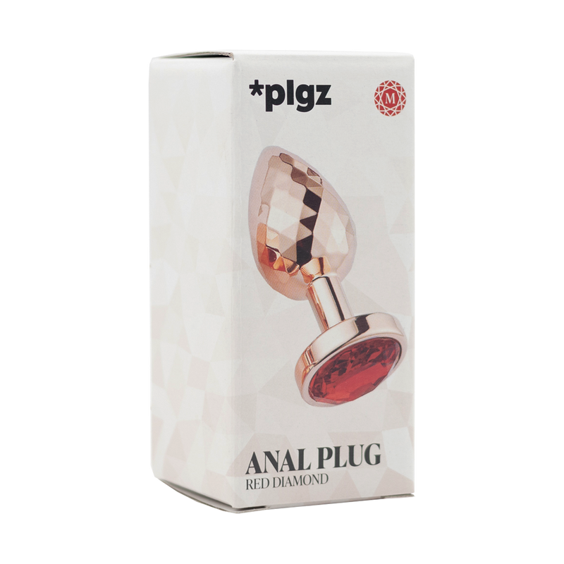 PLGZ - Diamond Facets Anaal Plug - Rosé Goud met Rode Siersteen-Erotiekvoordeel.nl