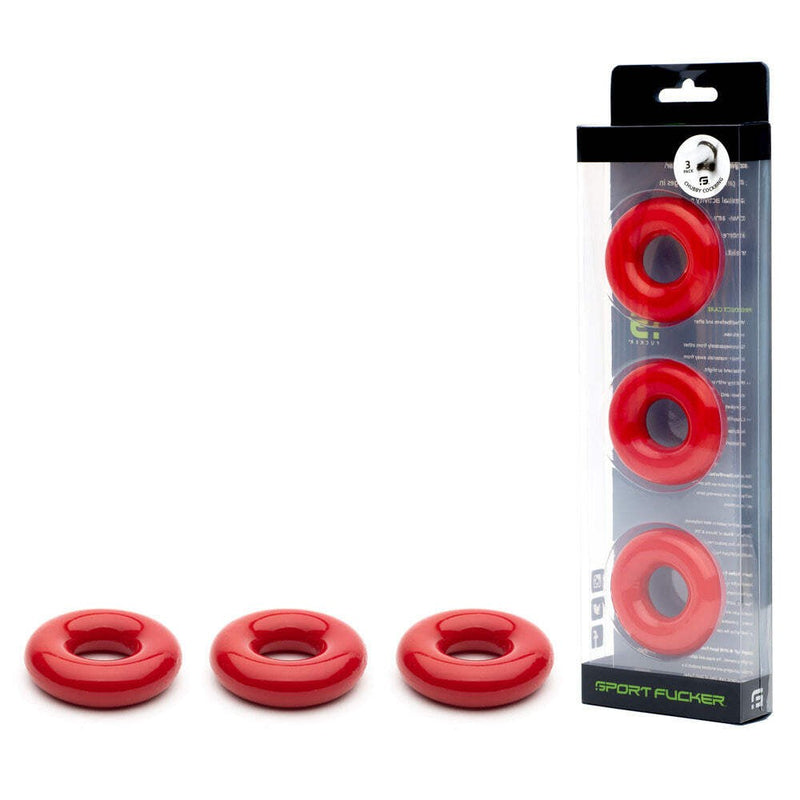 Sport Fucker - Chubby Rubber - Cockringen - 3 stuks - Rood