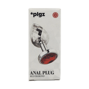 PLGZ - Diamond Facets Anaal Plug - Zilver met Rode Siersteen-Erotiekvoordeel.nl